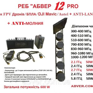 РЕБ "Abwehr 12 PRO" проти FPV / MAVIC / DJI Mavic / БПЛА + ANTI-LANCET+ANTI-МОЛНИЯ